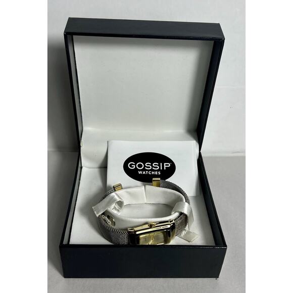 GOSSIP Two Tone Cuff Bracelet Watch With Mesh Band GSP260 - Picture 1 of 6